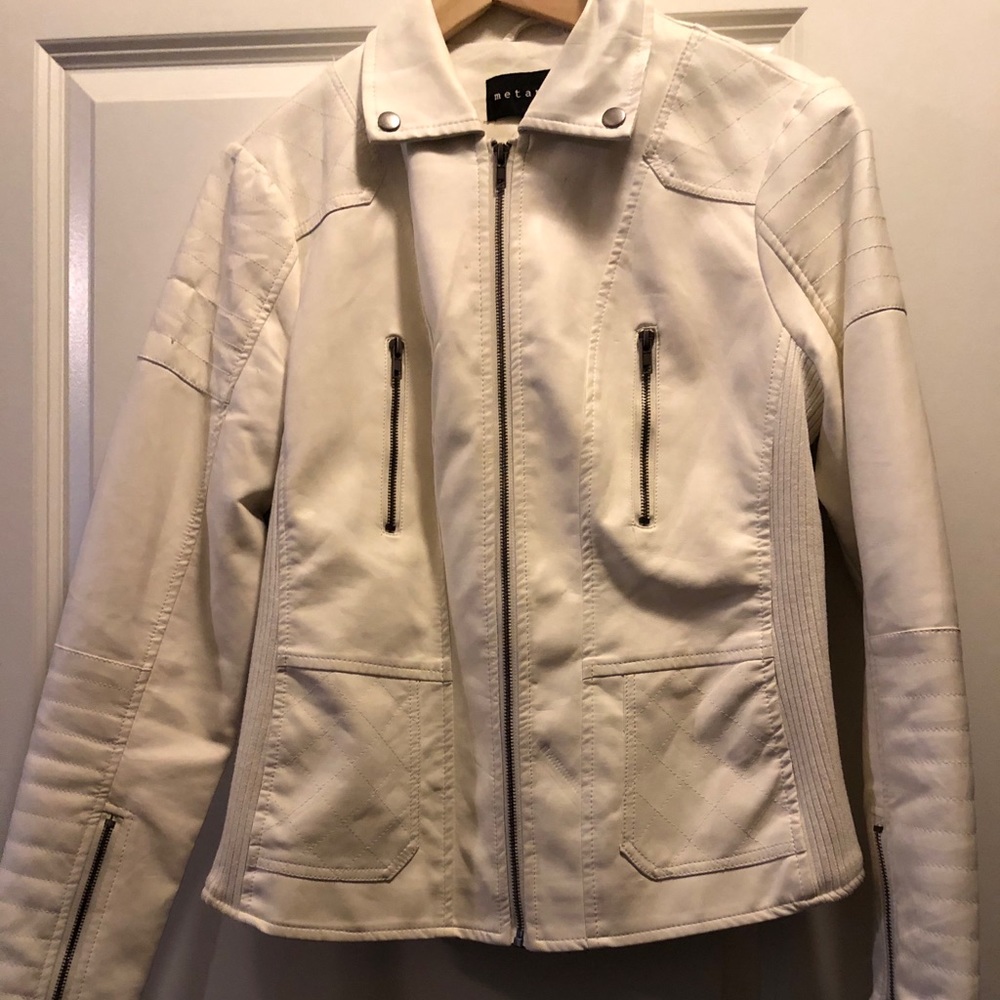 Faux leather bomber jacket